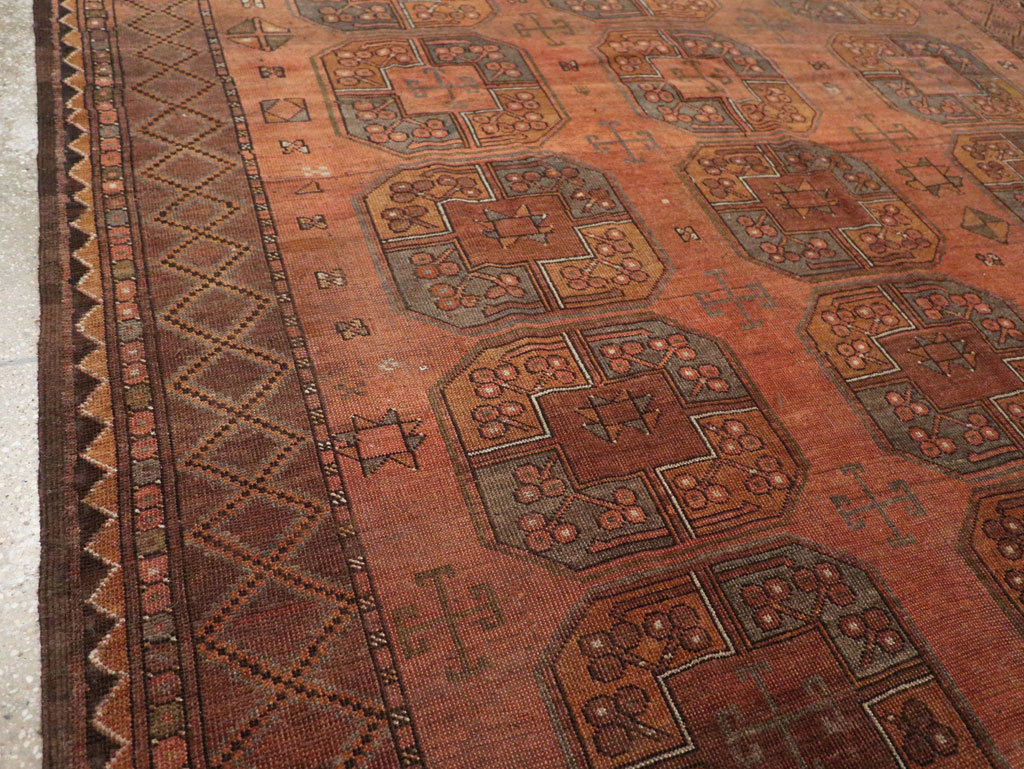 Vintage Central Asian Turkoman Accent Carpet, No.33321 - Gss