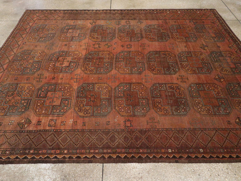 Vintage Central Asian Turkoman Accent Carpet, No.33321 - Gss