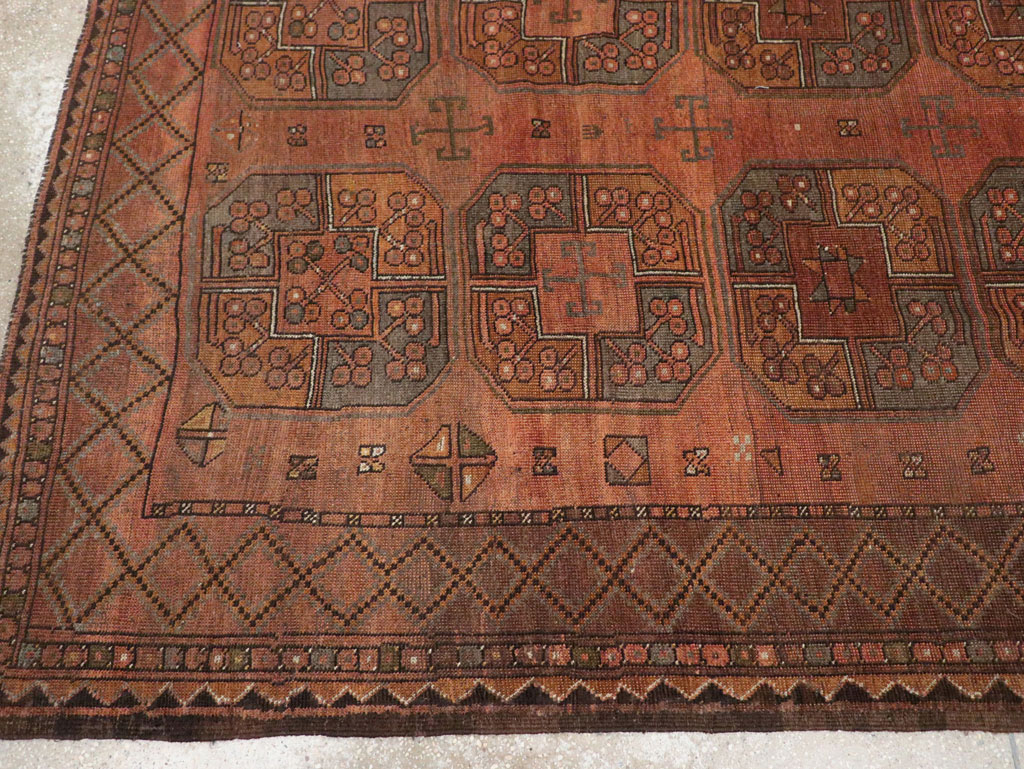 Vintage Central Asian Turkoman Accent Carpet, No.33321 - Gss