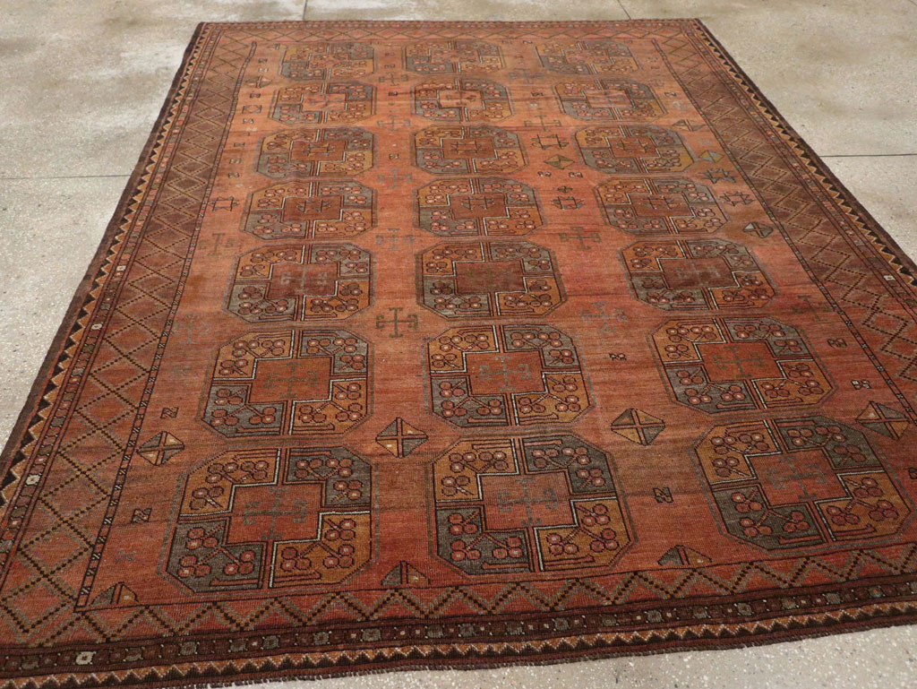 Vintage Central Asian Turkoman Accent Carpet, No.33321 - Gss