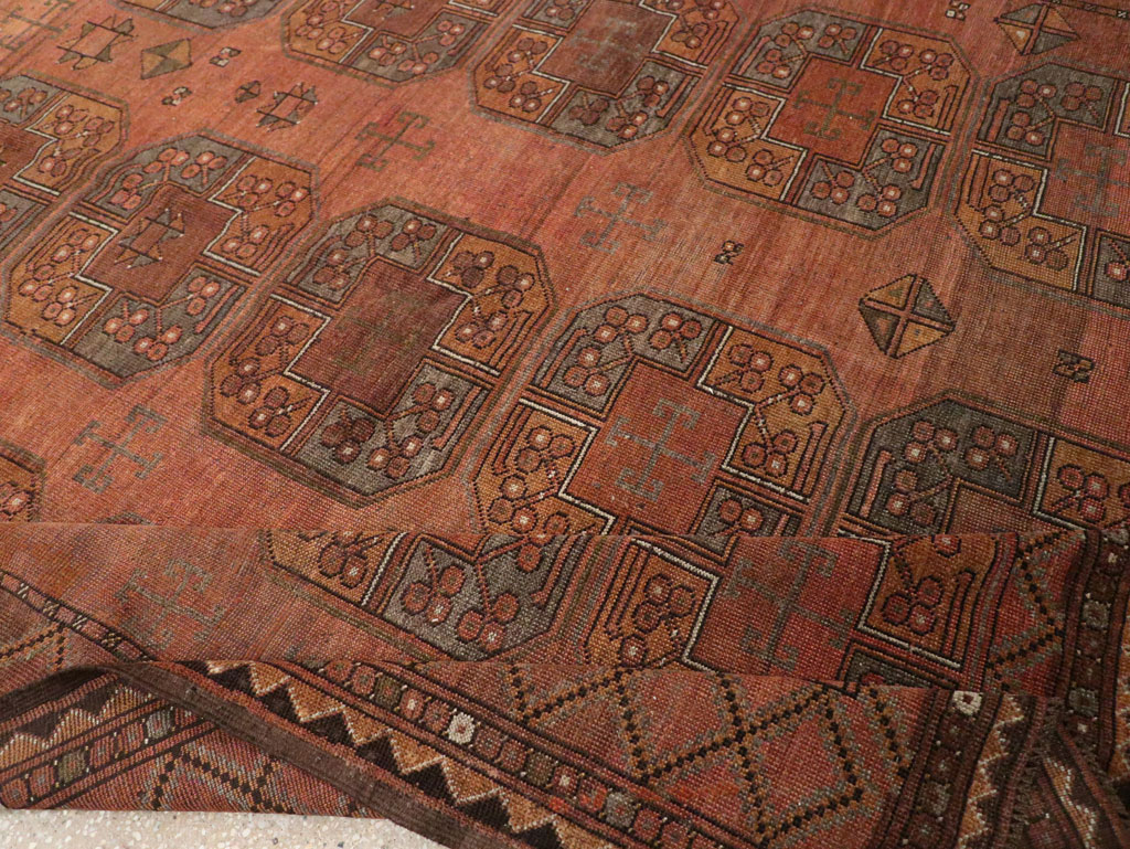 Vintage Central Asian Turkoman Accent Carpet, No.33321 - Gss