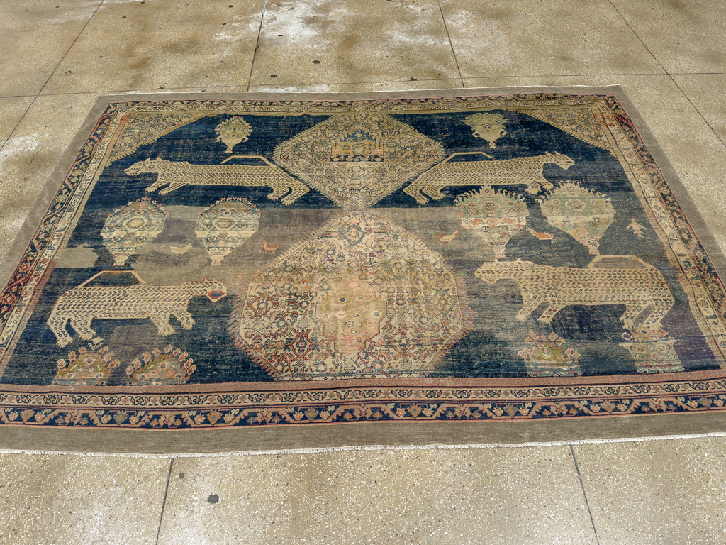 Antique Persian Fereghan Pictorial Room Size Carpet, No.33325 - Gss