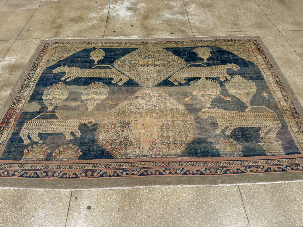 Antique Persian Fereghan Pictorial Room Size Carpet, No.33325 - Gss