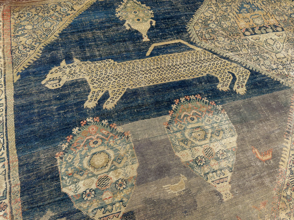 Antique Persian Fereghan Pictorial Room Size Carpet, No.33325 - Gss