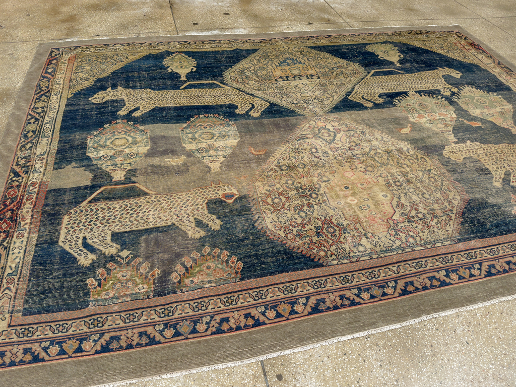Antique Persian Fereghan Pictorial Room Size Carpet, No.33325 - Gss