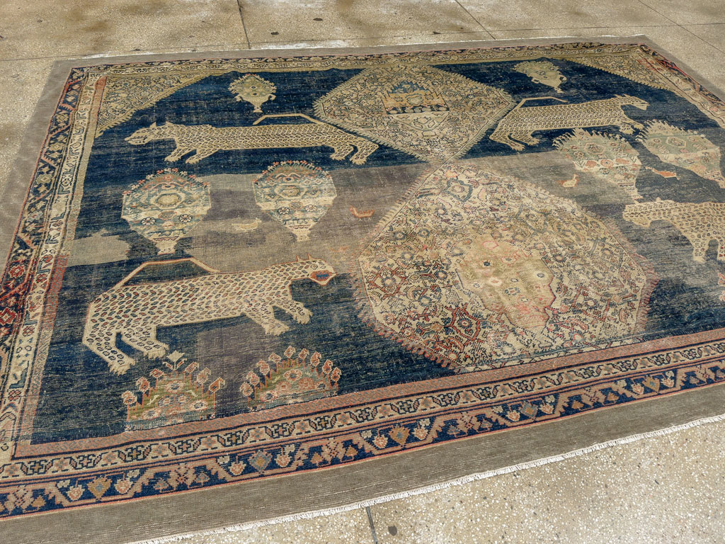 Antique Persian Fereghan Pictorial Room Size Carpet, No.33325 - Gss