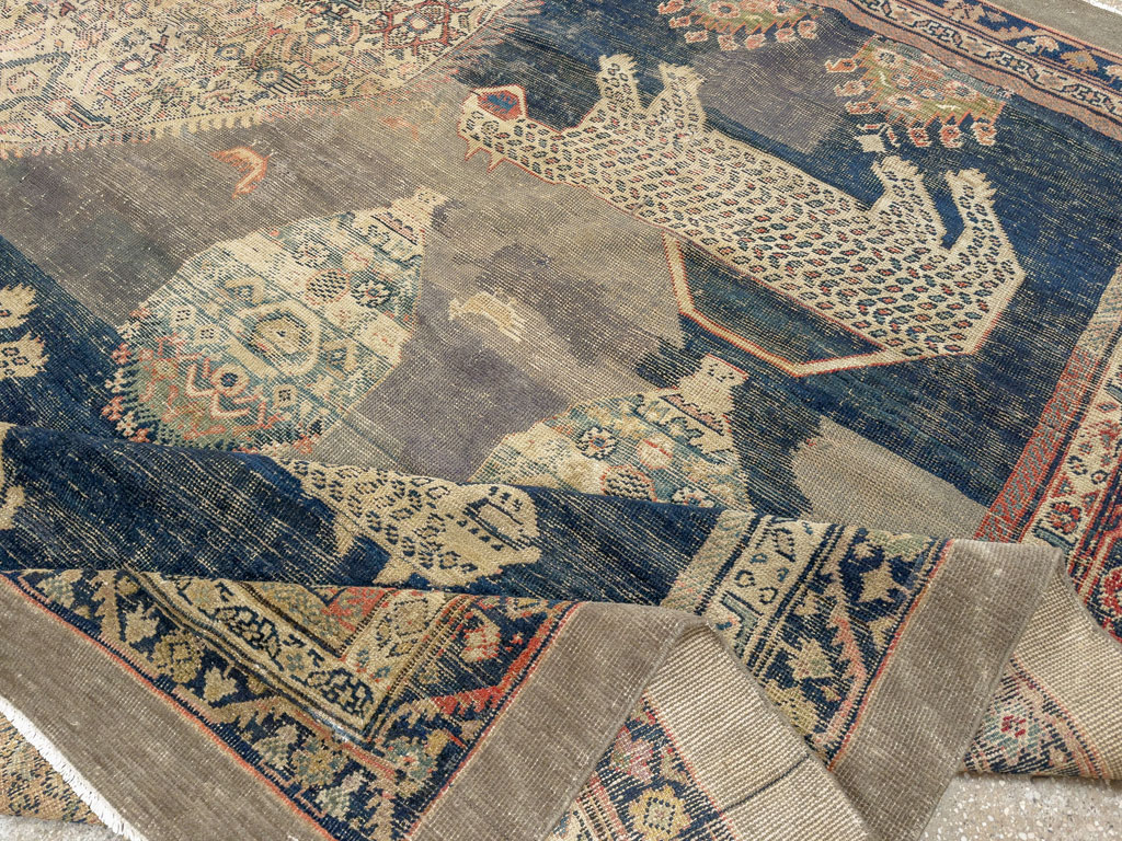 Antique Persian Fereghan Pictorial Room Size Carpet, No.33325 - Gss