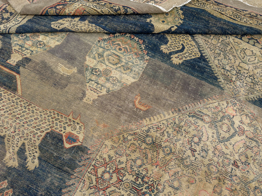 Antique Persian Fereghan Pictorial Room Size Carpet, No.33325 - Gss