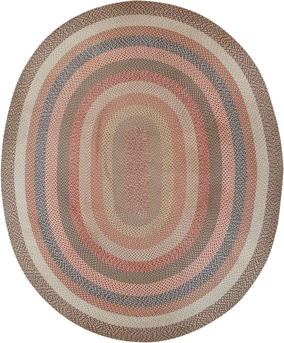 Vintage American Braid Round Rug, No.33327 - Gss