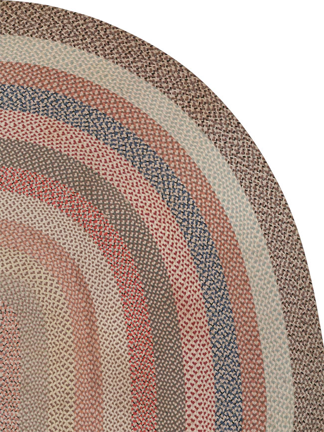 Vintage American Braid Round Rug, No.33327 - Gss