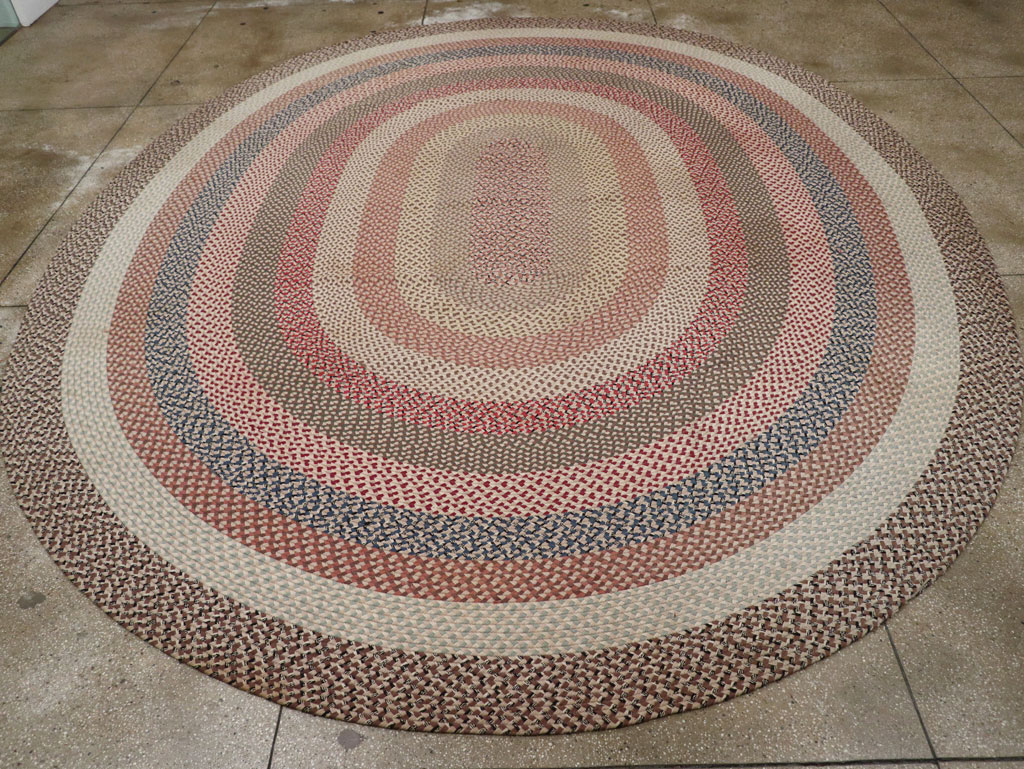 Vintage American Braid Round Rug, No.33327 - Gss