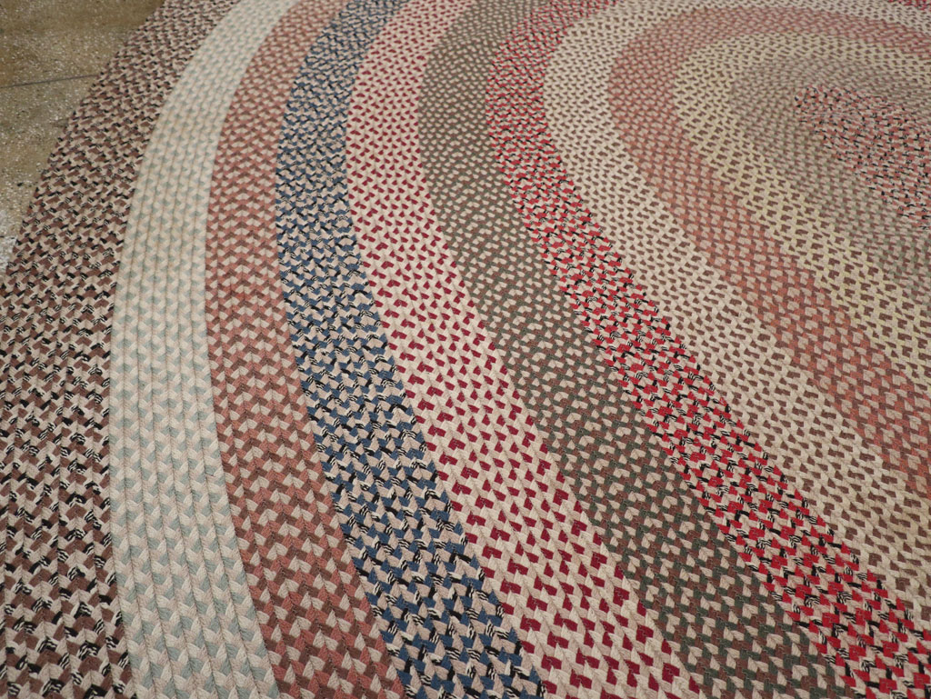 Vintage American Braid Round Rug, No.33327 - Gss