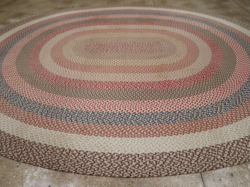 Vintage American Braid Round Rug, No.33327 - Gss