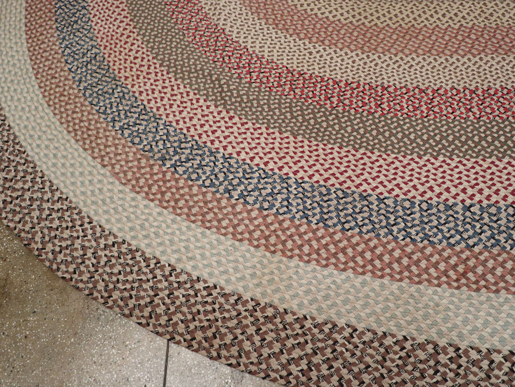 Vintage American Braid Round Rug, No.33327 - Gss