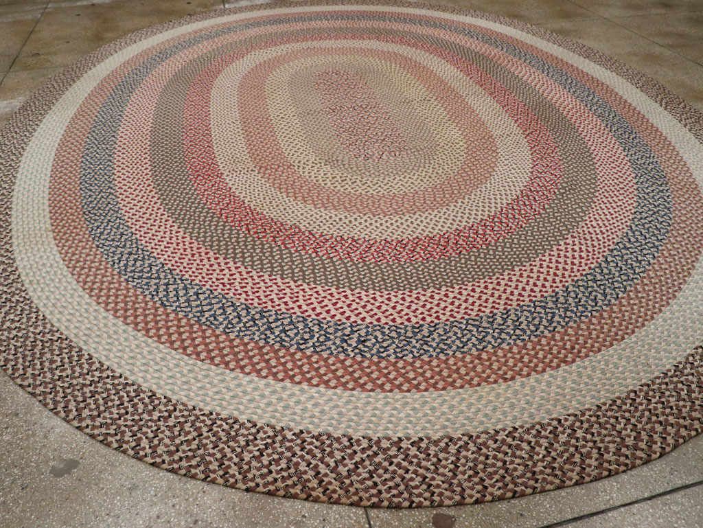 Vintage American Braid Round Rug, No.33327 - Gss