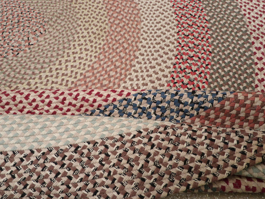 Vintage American Braid Round Rug, No.33327 - Gss