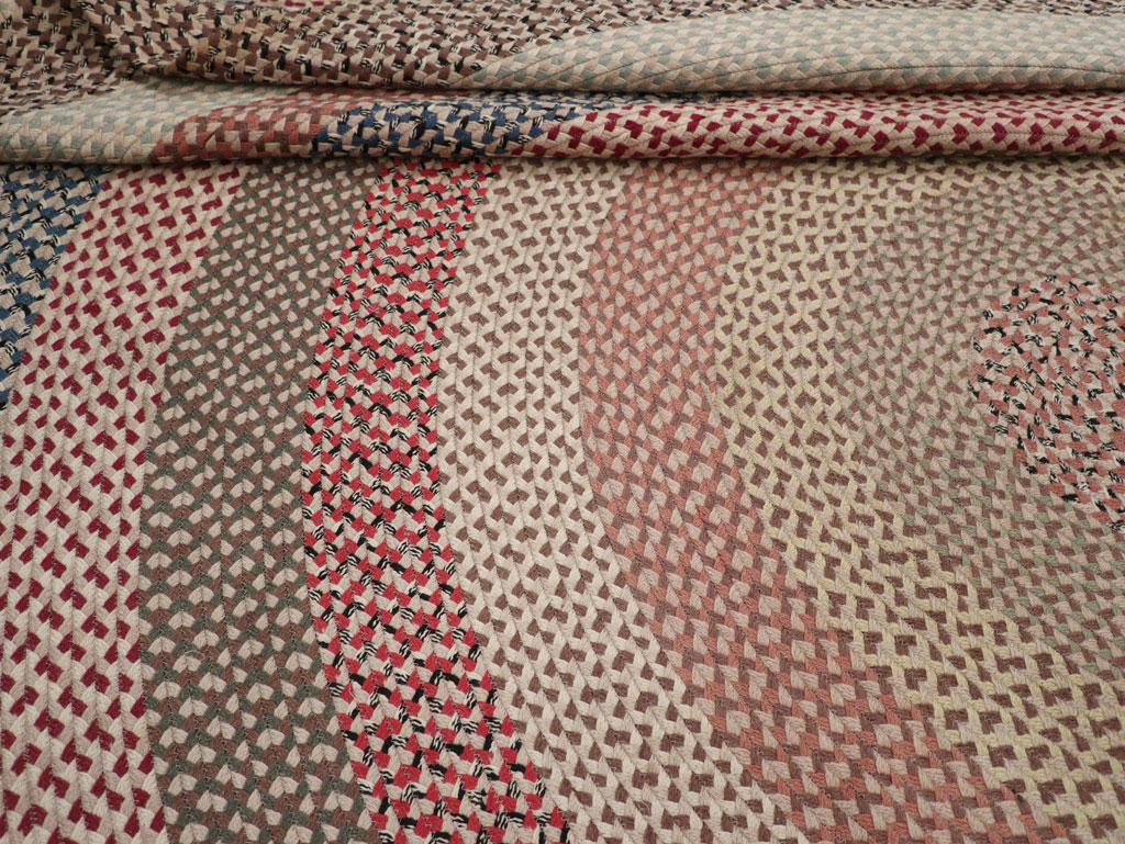 Vintage American Braid Round Rug, No.33327 - Gss