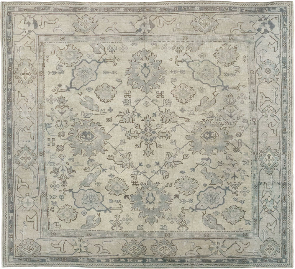 Antique Turkish Oushak Square Room Size Carpet, No.33328 - Gss