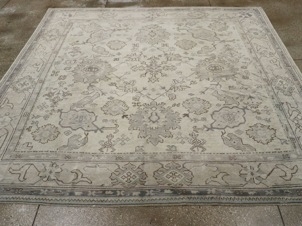 Antique Turkish Oushak Square Room Size Carpet, No.33328 - Gss