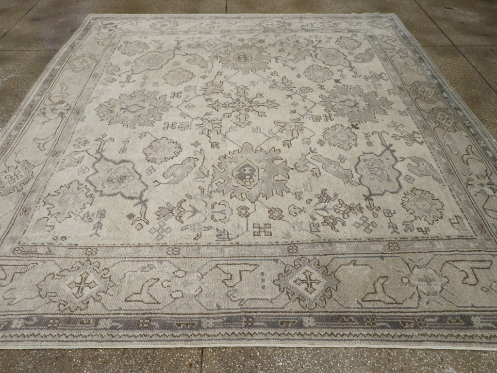 Antique Turkish Oushak Square Room Size Carpet, No.33328 - Gss