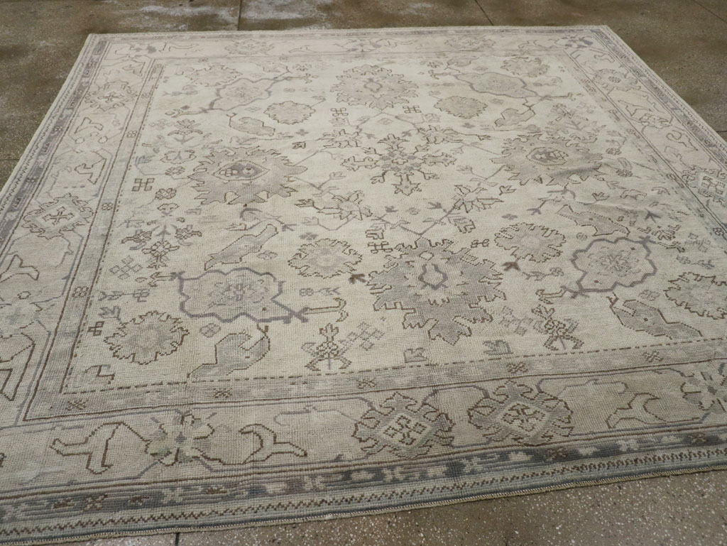 Antique Turkish Oushak Square Room Size Carpet, No.33328 - Gss