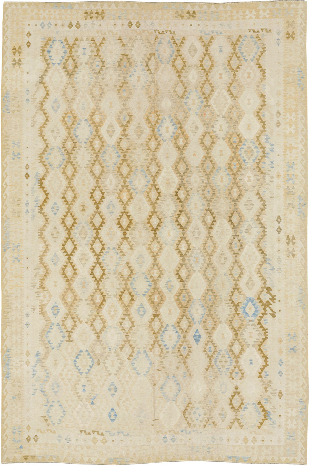 Vintage Turkish Flatweave Kilim Large Room Size Carpet, No.33348 - Gss