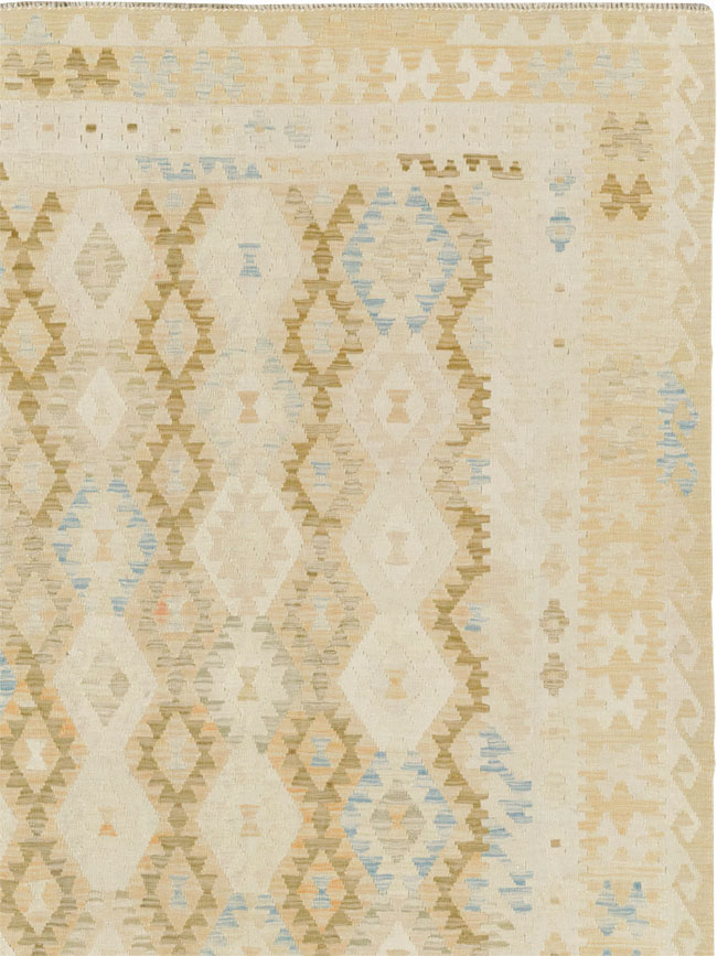 Vintage Turkish Flatweave Kilim Large Room Size Carpet, No.33348 - Gss