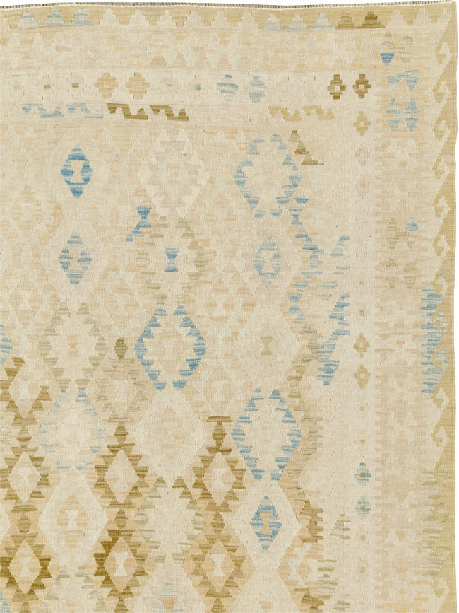 Vintage Turkish Flatweave Kilim Large Room Size Carpet, No.33348 - Gss