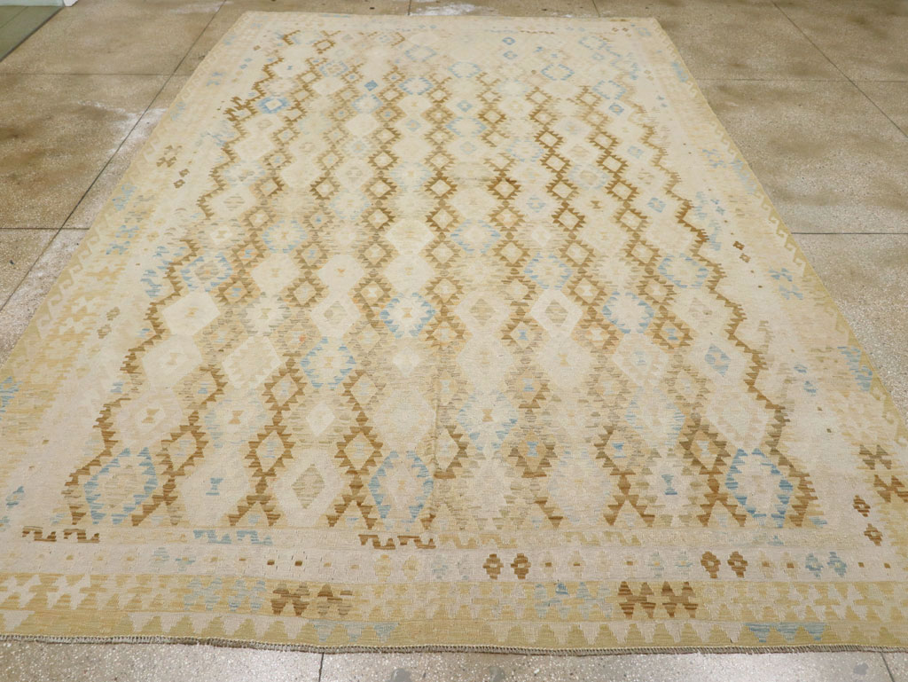Vintage Turkish Flatweave Kilim Large Room Size Carpet, No.33348 - Gss