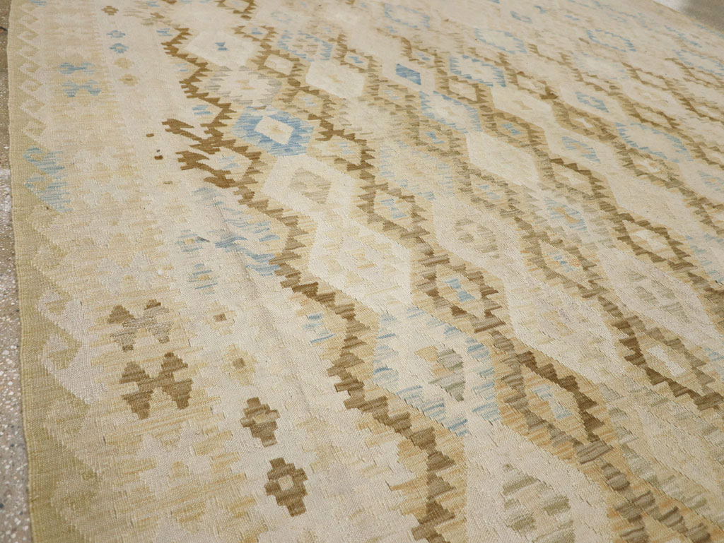 Vintage Turkish Flatweave Kilim Large Room Size Carpet, No.33348 - Gss