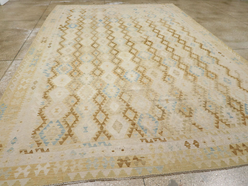 Vintage Turkish Flatweave Kilim Large Room Size Carpet, No.33348 - Gss