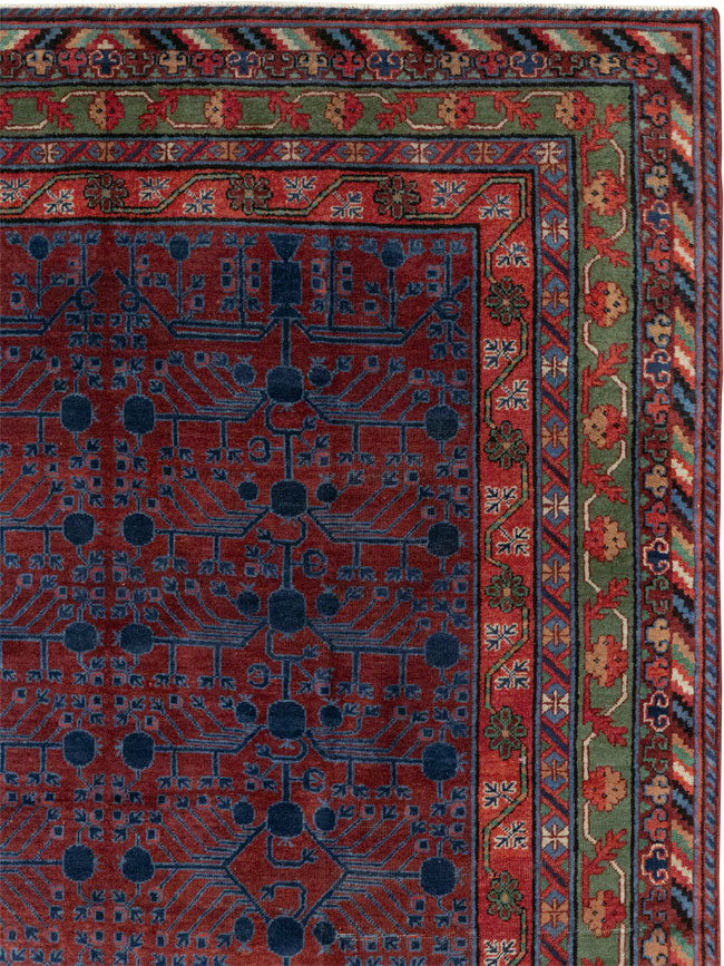 Antique East Turkestan Khotan Accent Rug, No.33356 - Gss