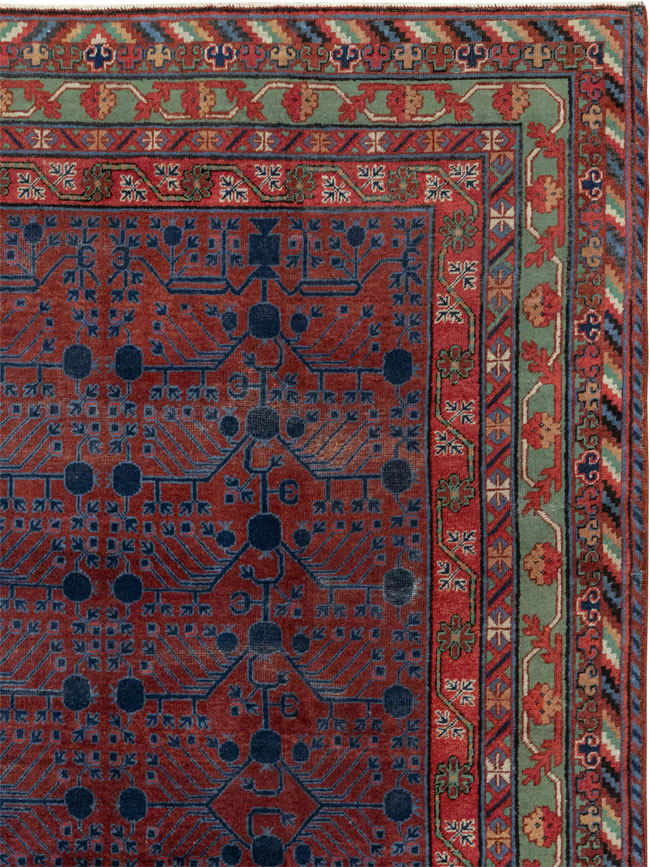 Antique East Turkestan Khotan Accent Rug, No.33356 - Gss