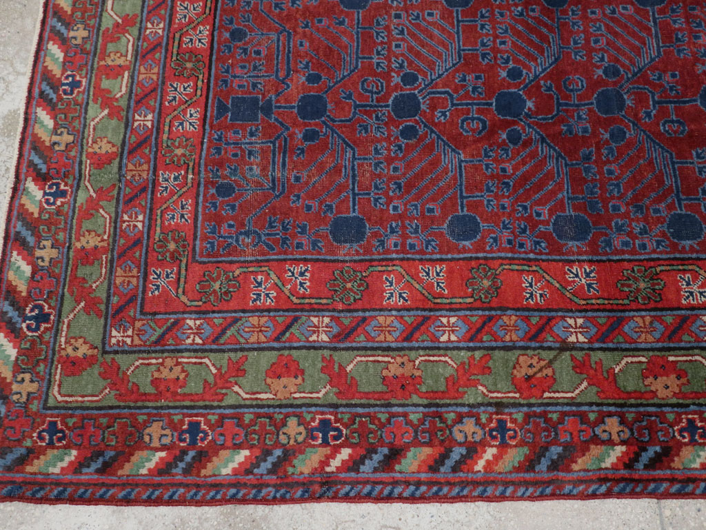 Antique East Turkestan Khotan Accent Rug, No.33356 - Gss