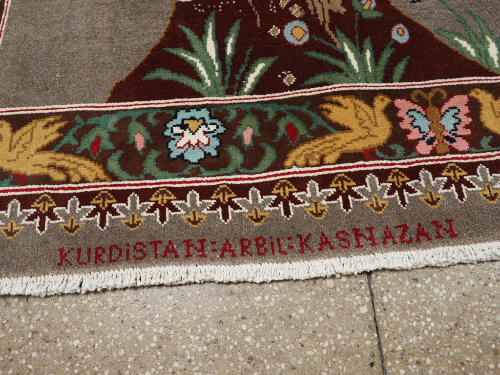 Vintage Persian Mashad Pictorial Room Size Carpet, No.33361 - Gss