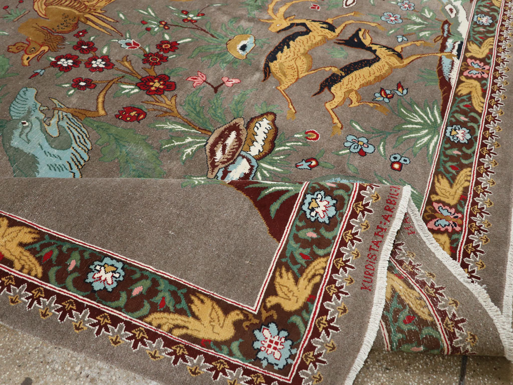 Vintage Persian Mashad Pictorial Room Size Carpet, No.33361 - Gss