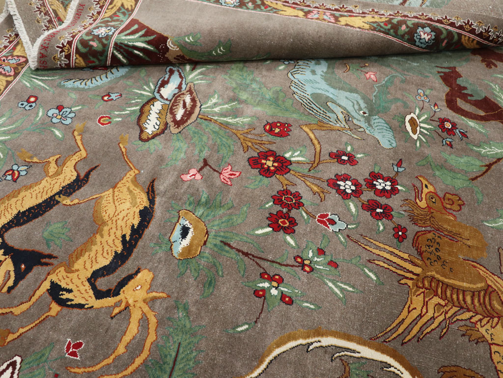 Vintage Persian Mashad Pictorial Room Size Carpet, No.33361 - Gss