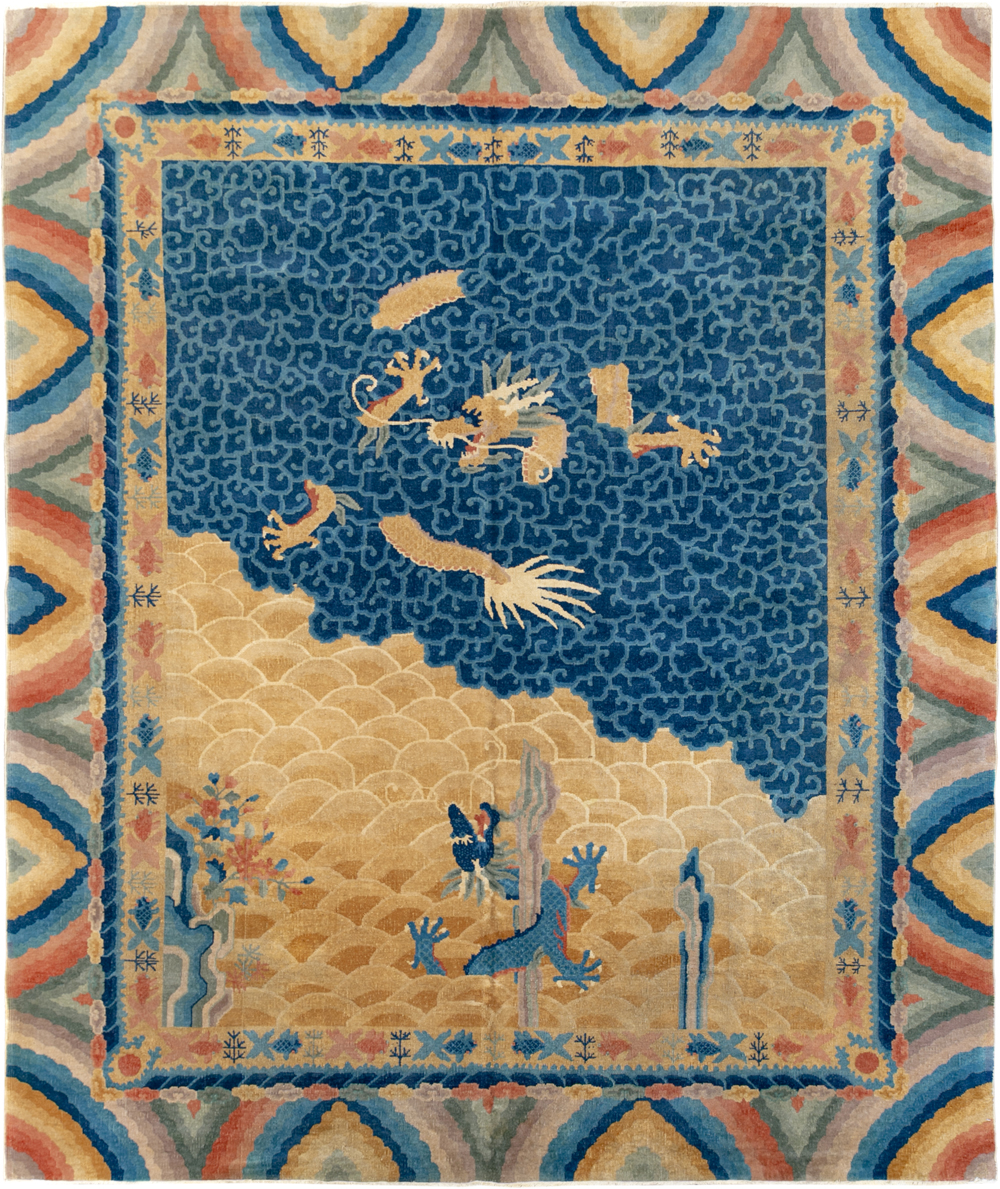 Antique Chinese Dragon Peking Room Size Carpet, No.33365 - Gss