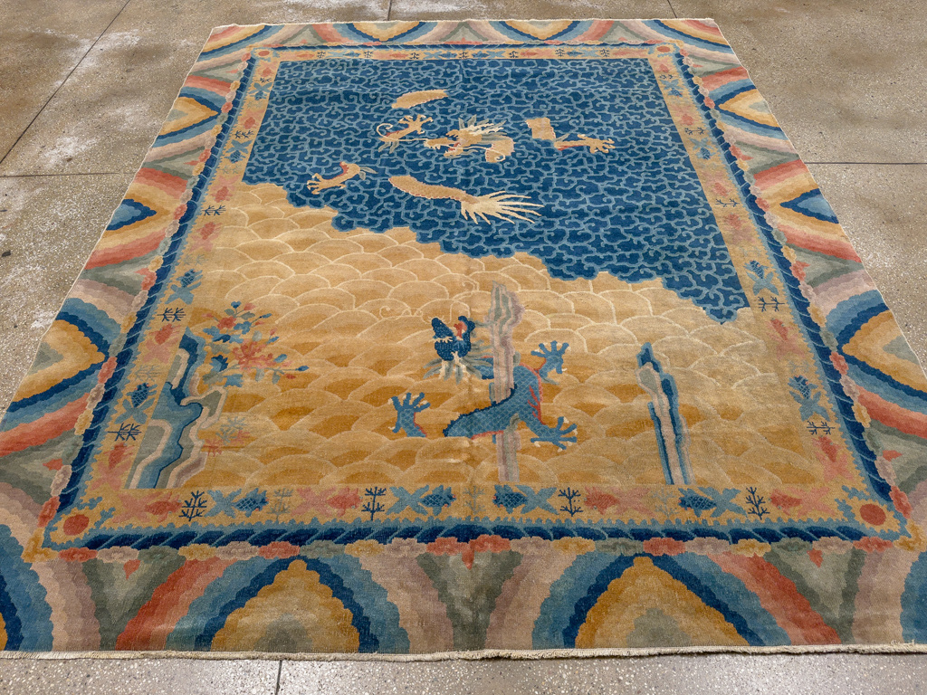 Antique Chinese Dragon Peking Room Size Carpet, No.33365 - Gss
