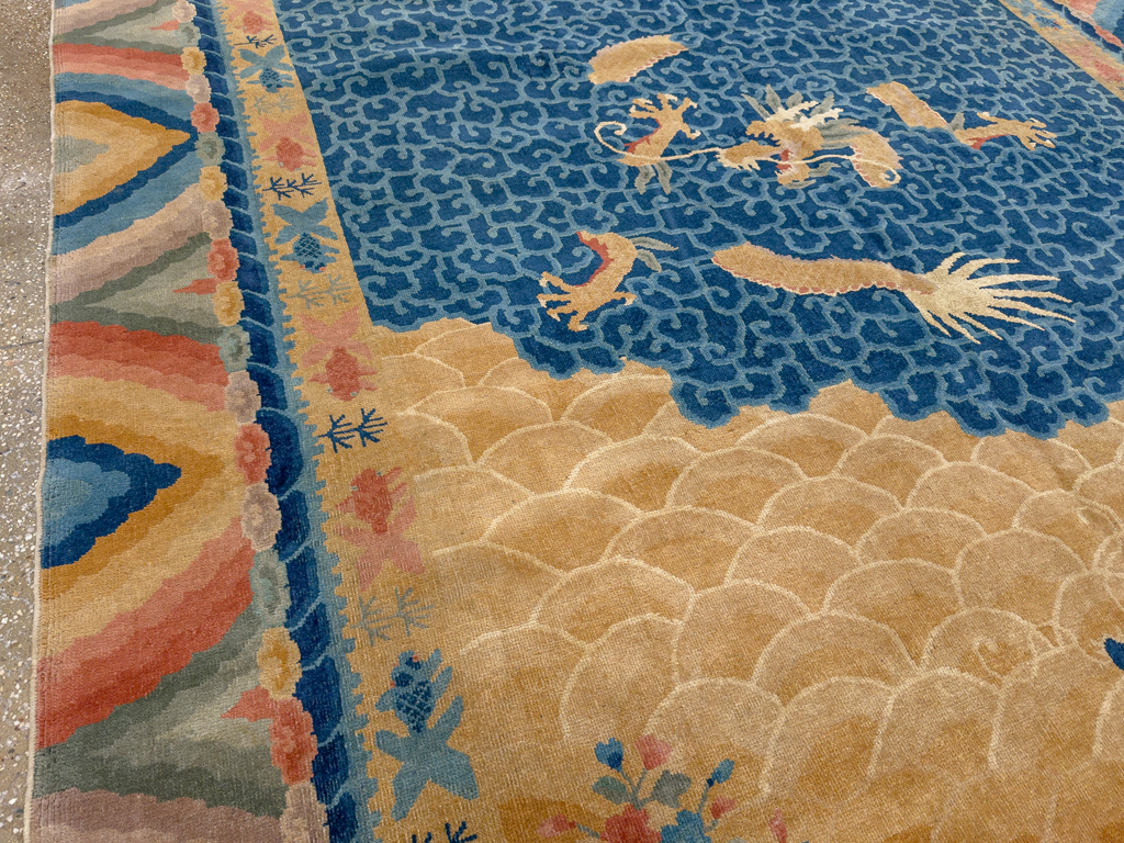 Antique Chinese Dragon Peking Room Size Carpet, No.33365 - Gss