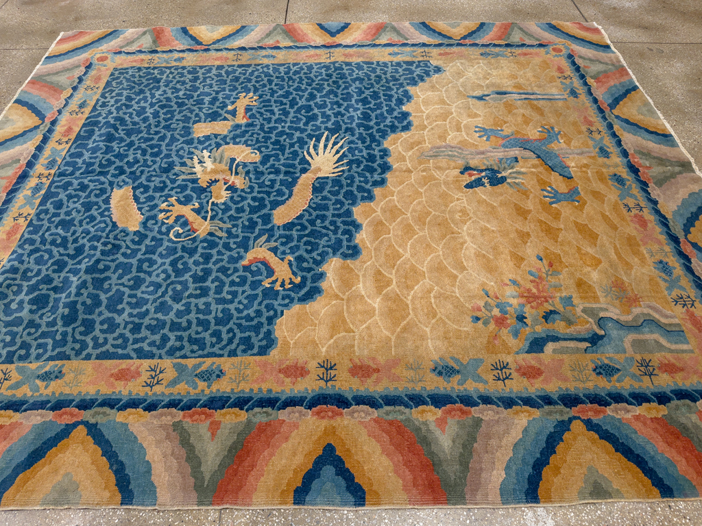 Antique Chinese Dragon Peking Room Size Carpet, No.33365 - Gss