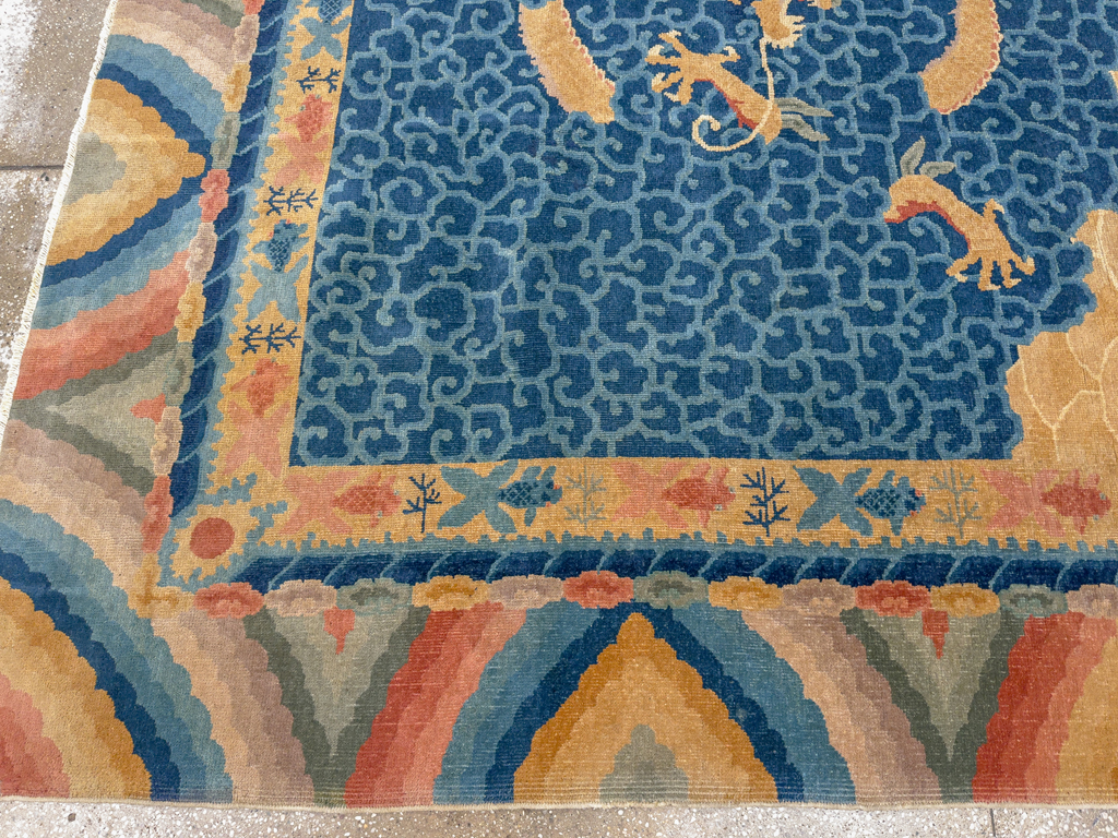 Antique Chinese Dragon Peking Room Size Carpet, No.33365 - Gss