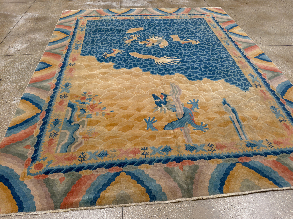 Antique Chinese Dragon Peking Room Size Carpet, No.33365 - Gss