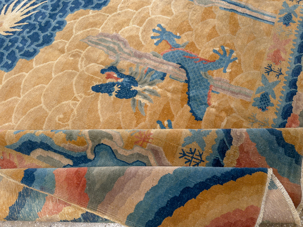Antique Chinese Dragon Peking Room Size Carpet, No.33365 - Gss