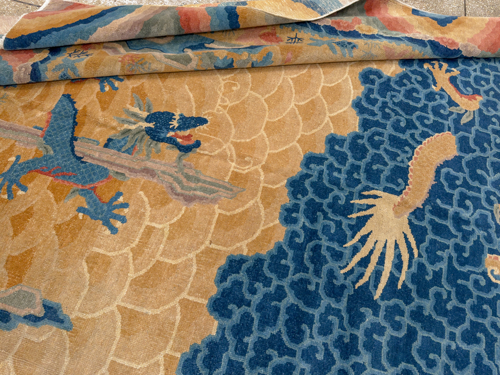 Antique Chinese Dragon Peking Room Size Carpet, No.33365 - Gss