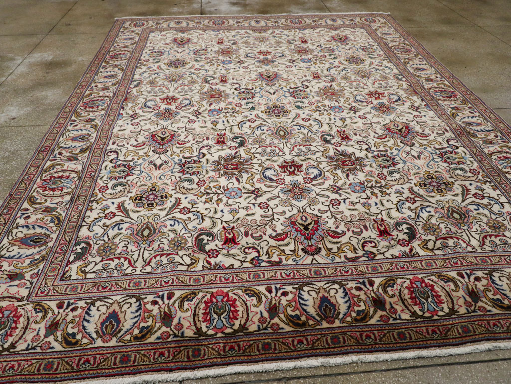 Vintage Persian Tabriz Room Size Carpet, No.33375 - Gss