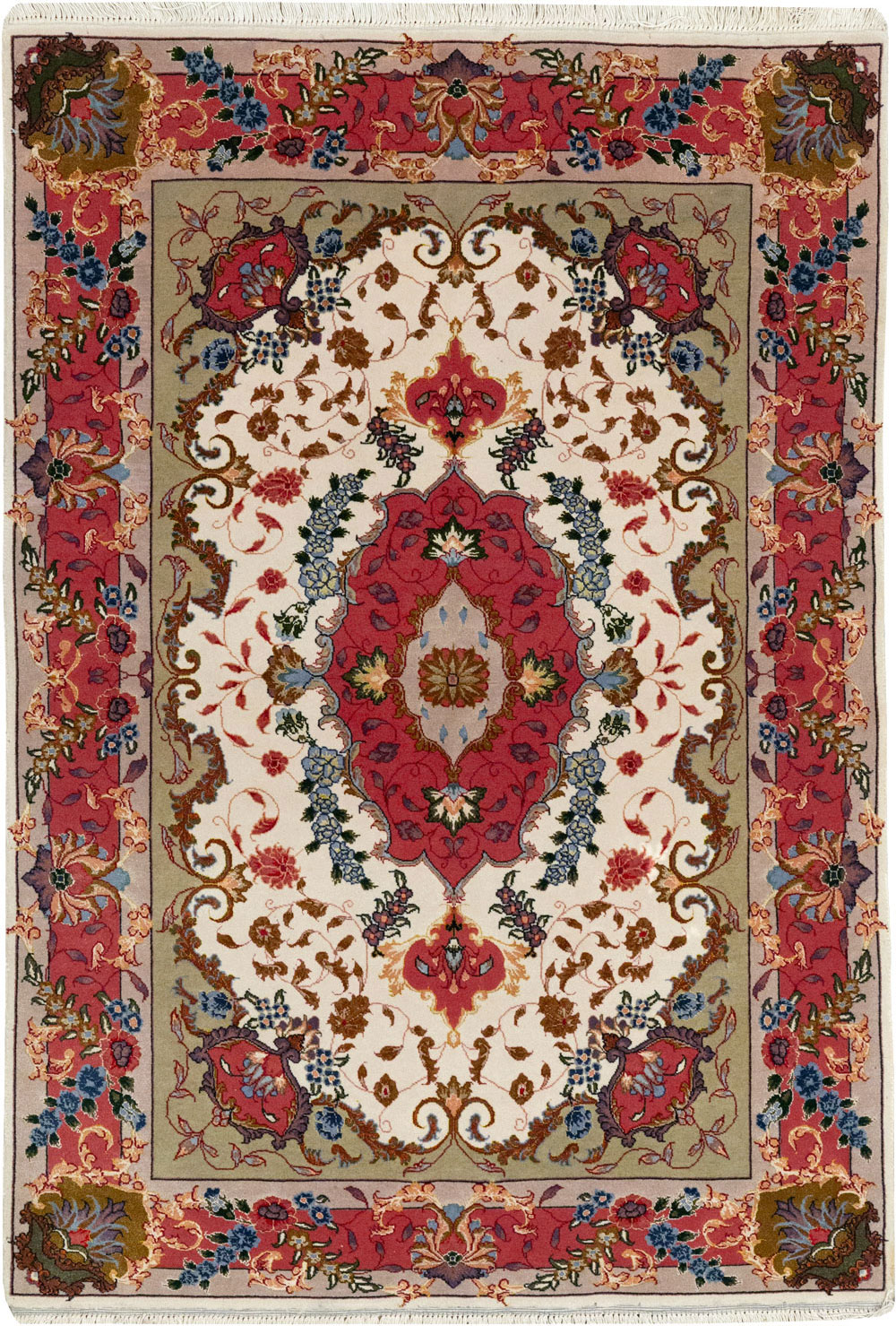 Modern Persian Tabriz Throw Rug, No.33376 - Gss
