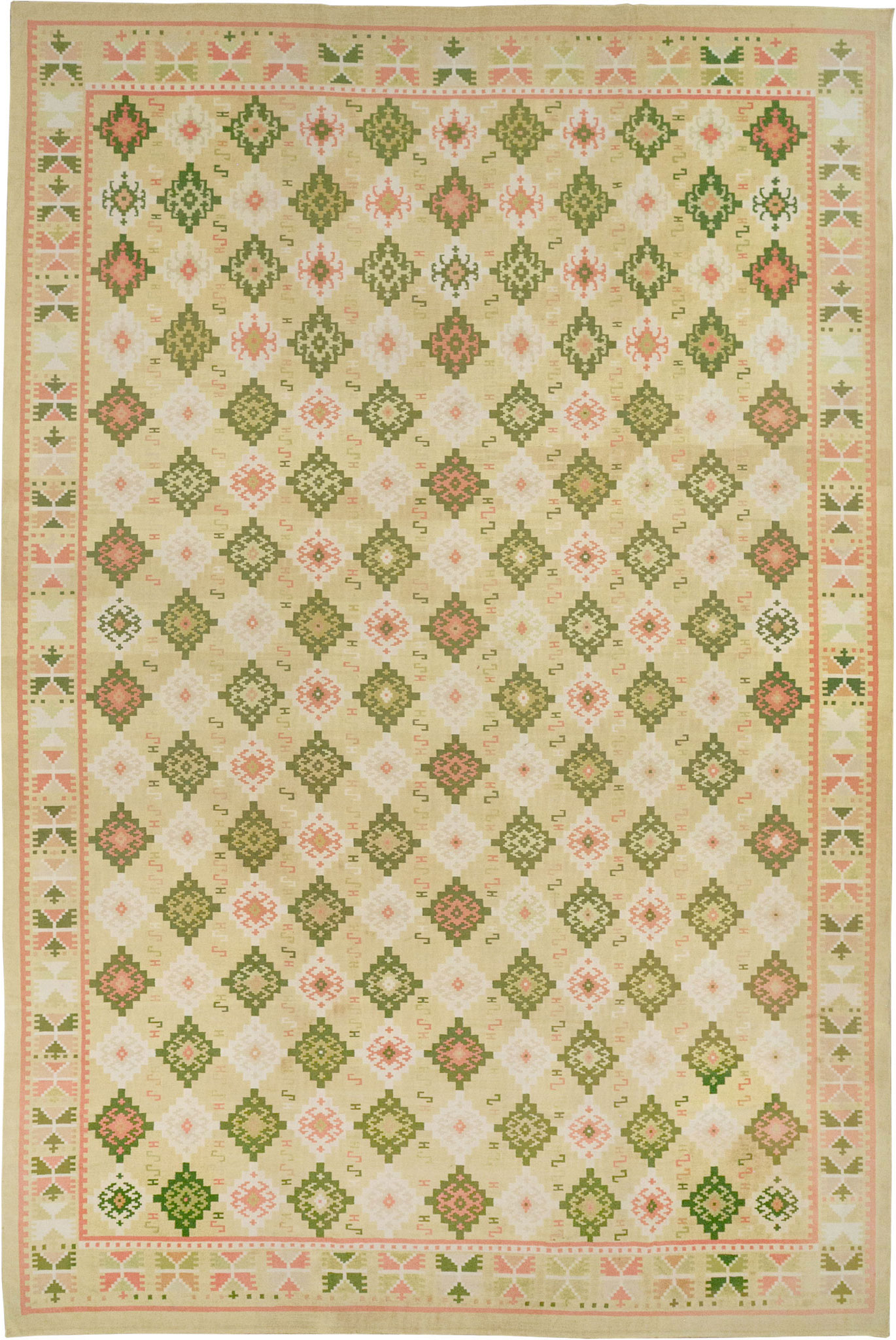 Vintage Indian Flatweave Dhurrie Oversize Carpet, No.33378 - Gss