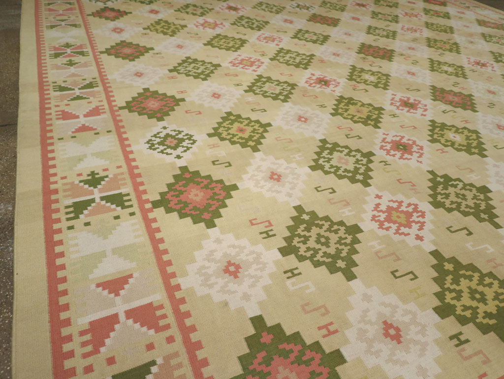 Vintage Indian Flatweave Dhurrie Oversize Carpet, No.33378 - Gss