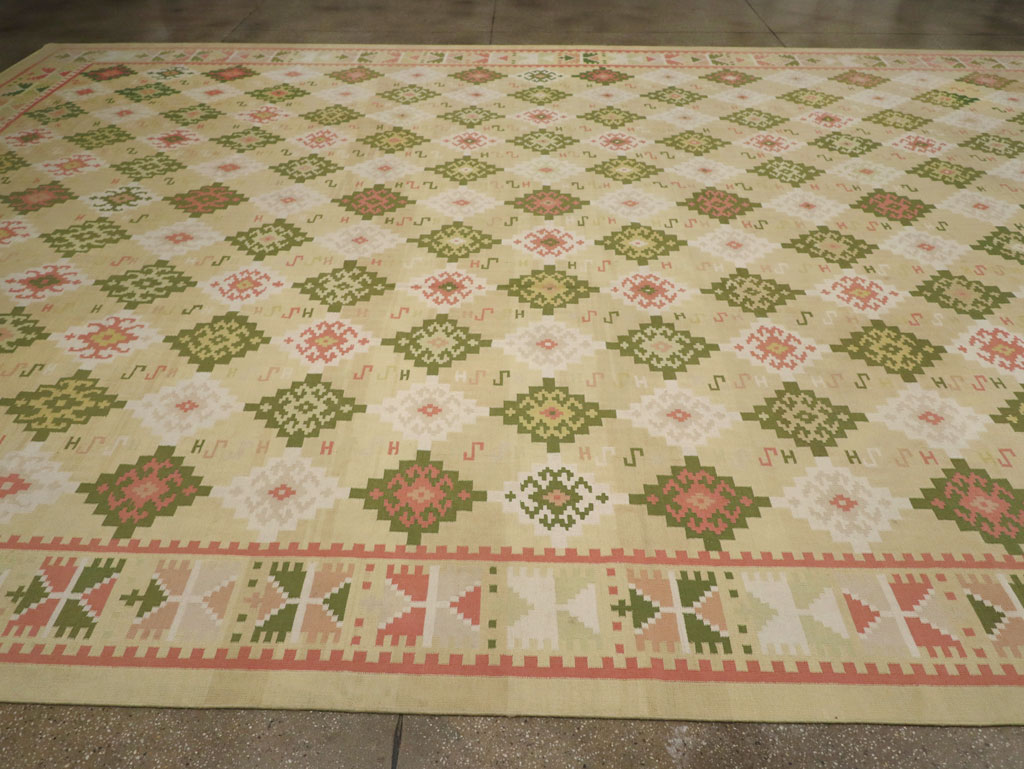 Vintage Indian Flatweave Dhurrie Oversize Carpet, No.33378 - Gss